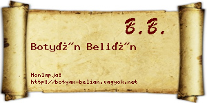 Botyán Belián névjegykártya